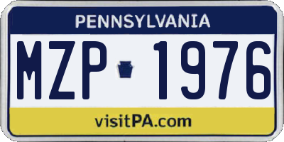 PA license plate MZP1976