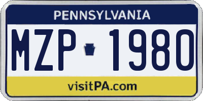 PA license plate MZP1980
