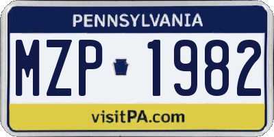 PA license plate MZP1982