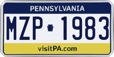 PA license plate MZP1983