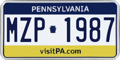 PA license plate MZP1987