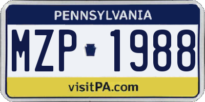PA license plate MZP1988