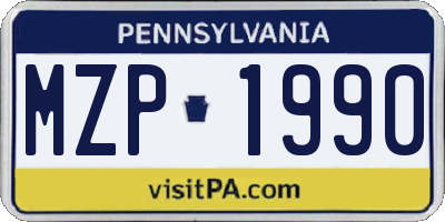 PA license plate MZP1990