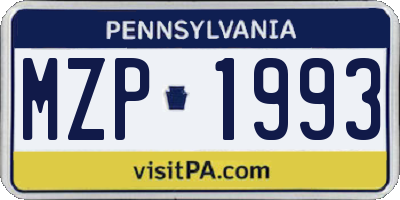 PA license plate MZP1993