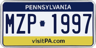 PA license plate MZP1997