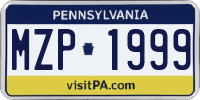 PA license plate MZP1999