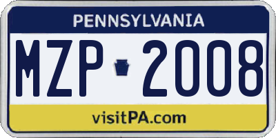 PA license plate MZP2008