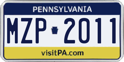 PA license plate MZP2011