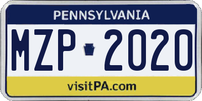 PA license plate MZP2020