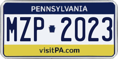 PA license plate MZP2023