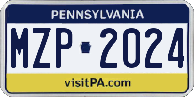 PA license plate MZP2024