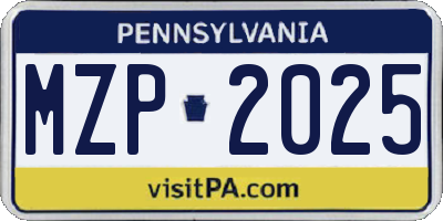 PA license plate MZP2025