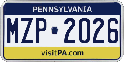 PA license plate MZP2026