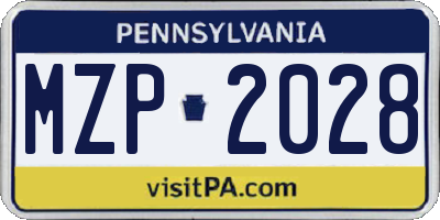 PA license plate MZP2028