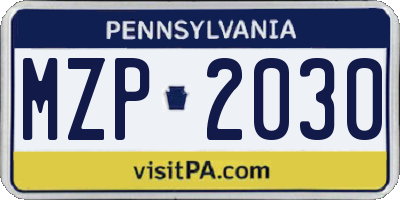 PA license plate MZP2030