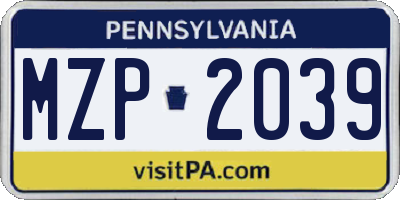 PA license plate MZP2039