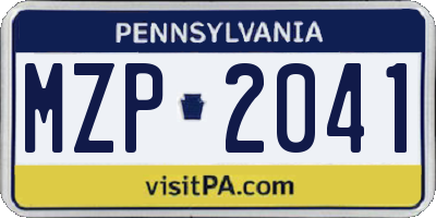 PA license plate MZP2041
