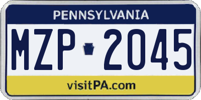 PA license plate MZP2045