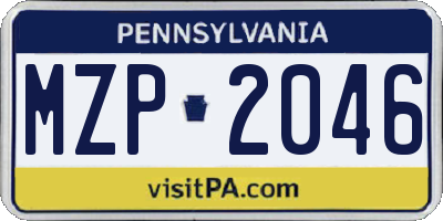 PA license plate MZP2046