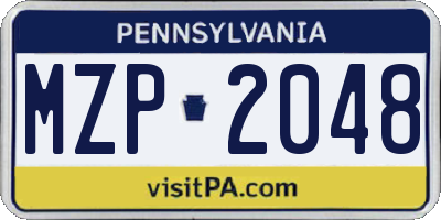 PA license plate MZP2048