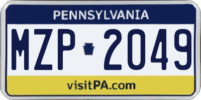 PA license plate MZP2049
