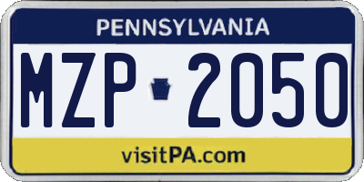 PA license plate MZP2050