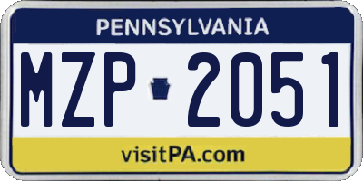 PA license plate MZP2051