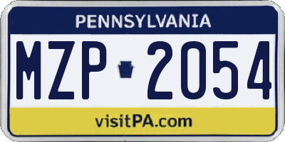 PA license plate MZP2054