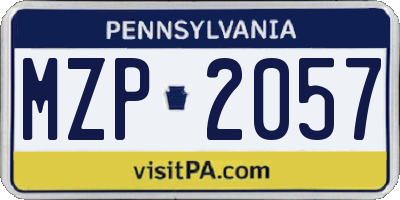 PA license plate MZP2057