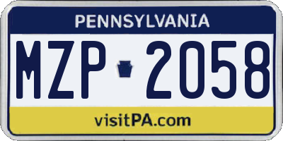 PA license plate MZP2058