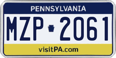PA license plate MZP2061
