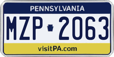 PA license plate MZP2063