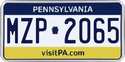 PA license plate MZP2065