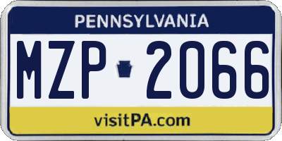 PA license plate MZP2066