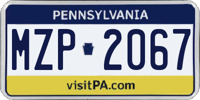 PA license plate MZP2067