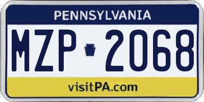 PA license plate MZP2068