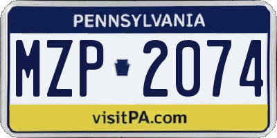 PA license plate MZP2074