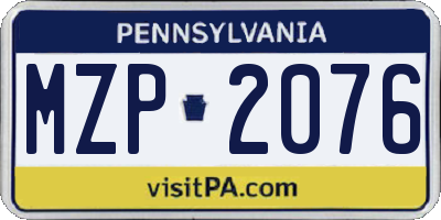 PA license plate MZP2076
