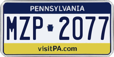 PA license plate MZP2077