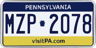 PA license plate MZP2078