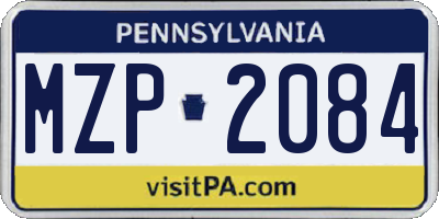 PA license plate MZP2084