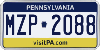 PA license plate MZP2088