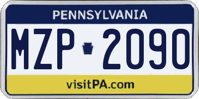 PA license plate MZP2090