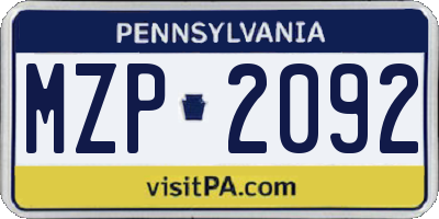 PA license plate MZP2092