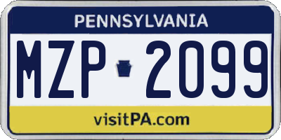 PA license plate MZP2099
