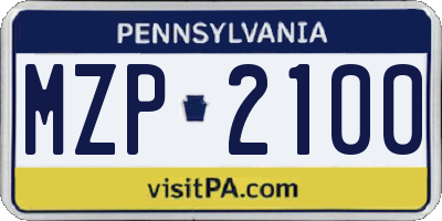 PA license plate MZP2100