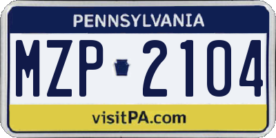 PA license plate MZP2104