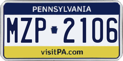 PA license plate MZP2106