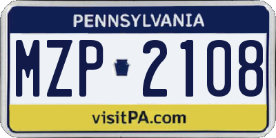 PA license plate MZP2108