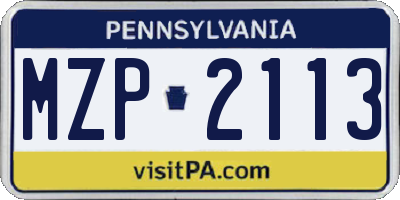 PA license plate MZP2113